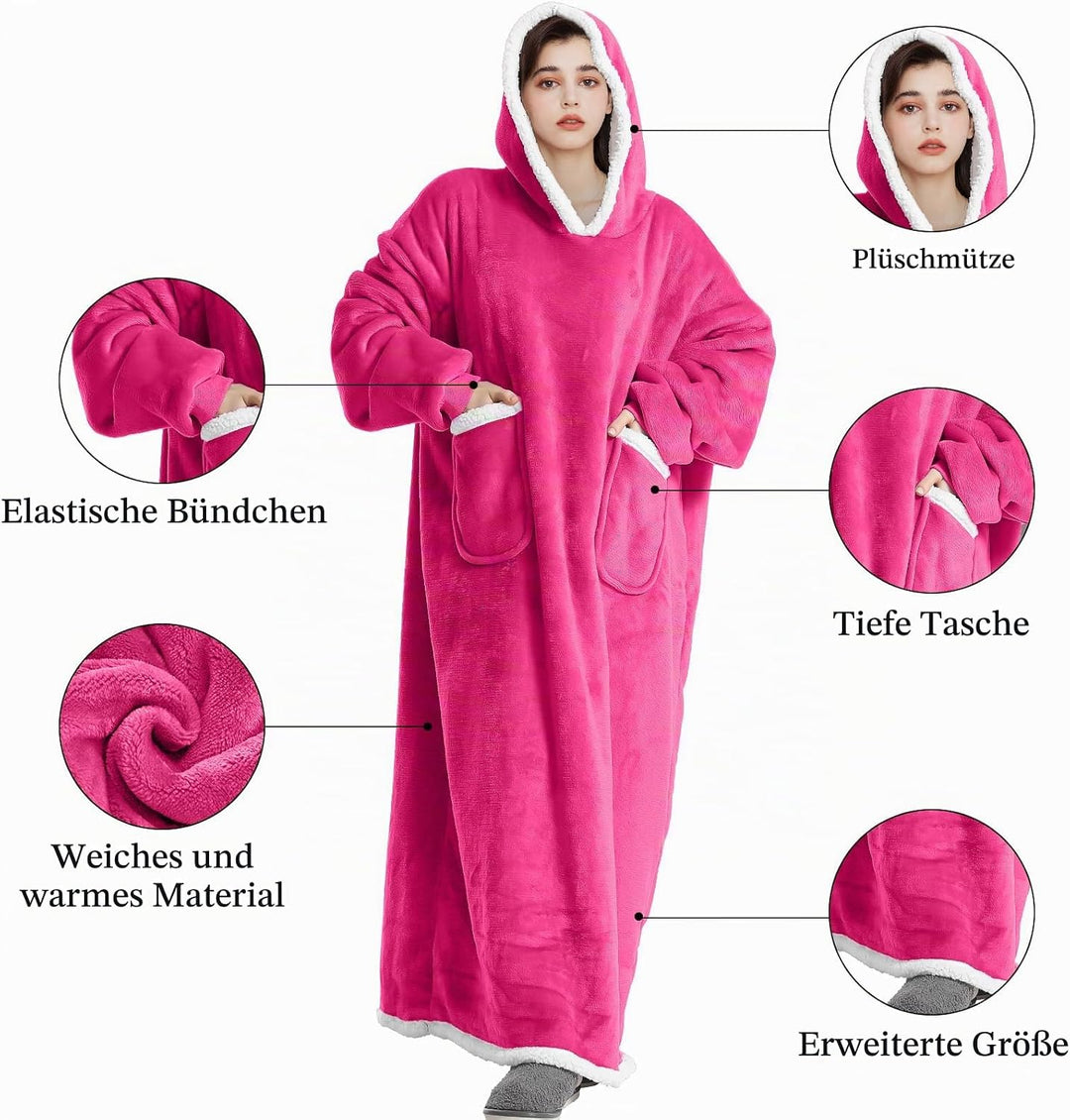 Decke mit Ärmeln und Kapuze Hoodie Decke Erwachsene Ärmeldecke Weich Warm Kuscheldecke mit Ärmeln (K