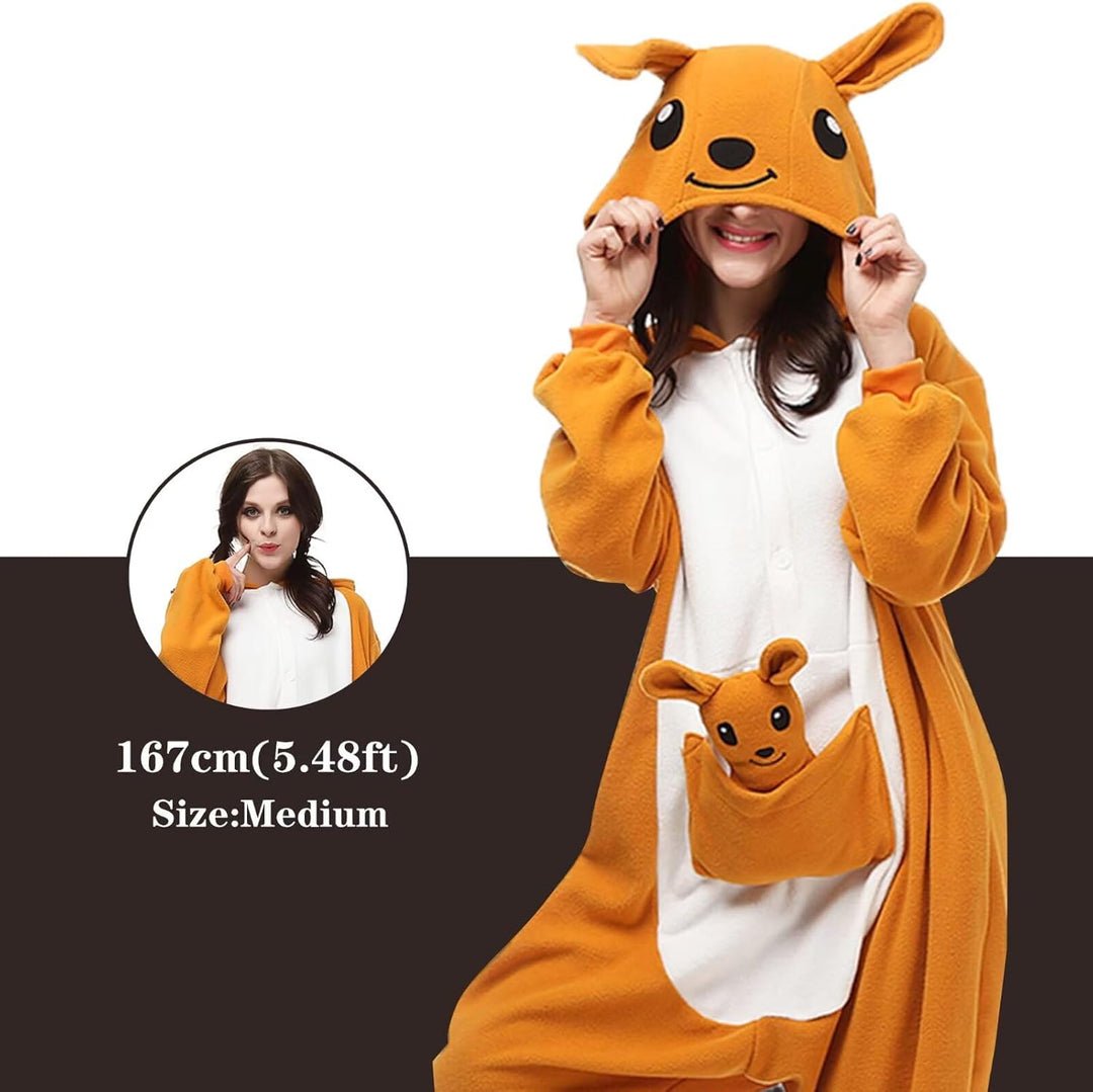 Tier Onesie Karneval Halloween Kostüm Cosplay Schlafanzüge Erwachsene S Känguru, S Känguru