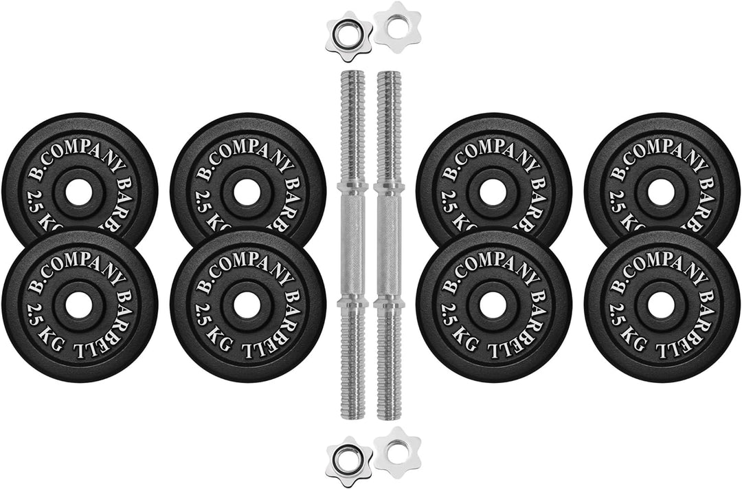 Guss Kurzhantel-Set 25Kg (2 x Kurzhantelstange 35cm und 8x2,5Kg Hantelscheiben) Hantelset Hanteln Ge