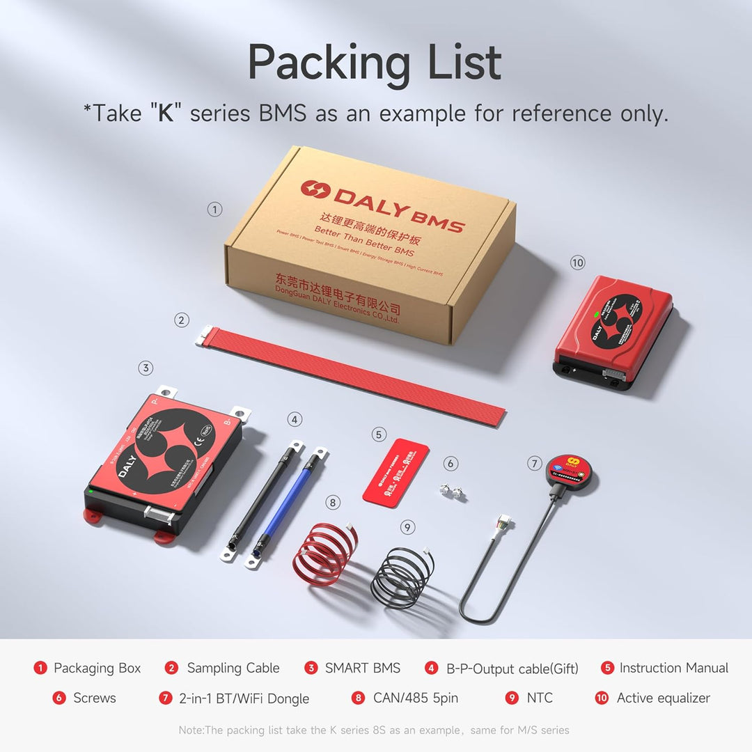 DALY BMS 12V 4S 100A Balance – 1A Active Cell Balancing BMS mit Bluetooth WiFi Modul unterstützt RS4
