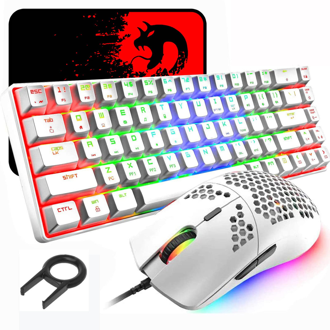 60% mechanische Gaming-Tastatur, Blauer Schalter, Mini-68 Tasten, kabelgebunden, Typ C, 18 Hintergru