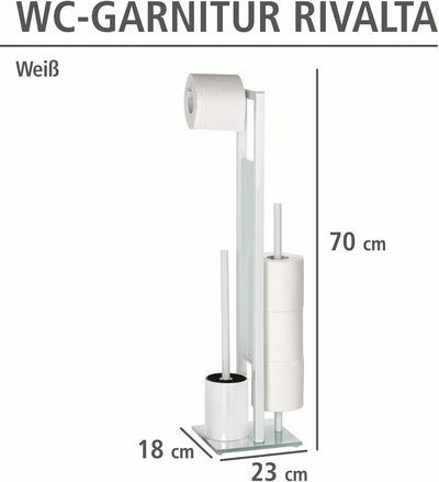 WENKO Stand WC-Garnitur Rivalta, mit Toilettenpapierhalter und WC-Bürstenhalter, lackierter Stahl, 2