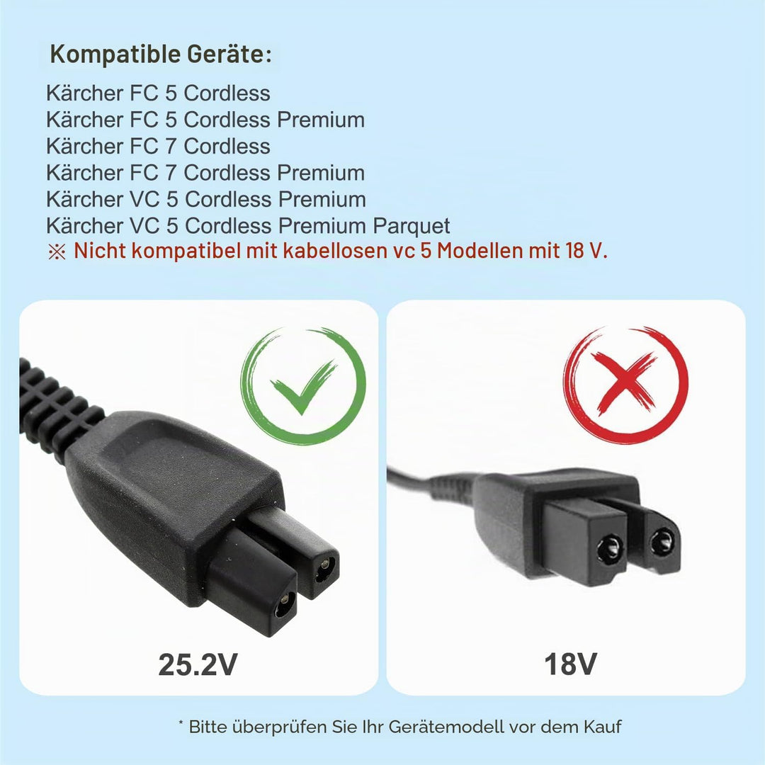 KFD Netzteil 30V 600mA Ladegerät Ladekabel für Kärcher FC7 PS07 FC5 Cordless Premium Hartbodenreinig