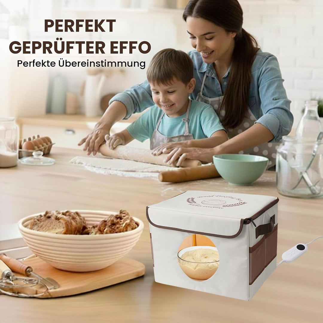 Brot Gärbox mit Heizung, Faltbare Brot Gärschrank Einstellbare Temperatur und Timer, Teiggärbox zum