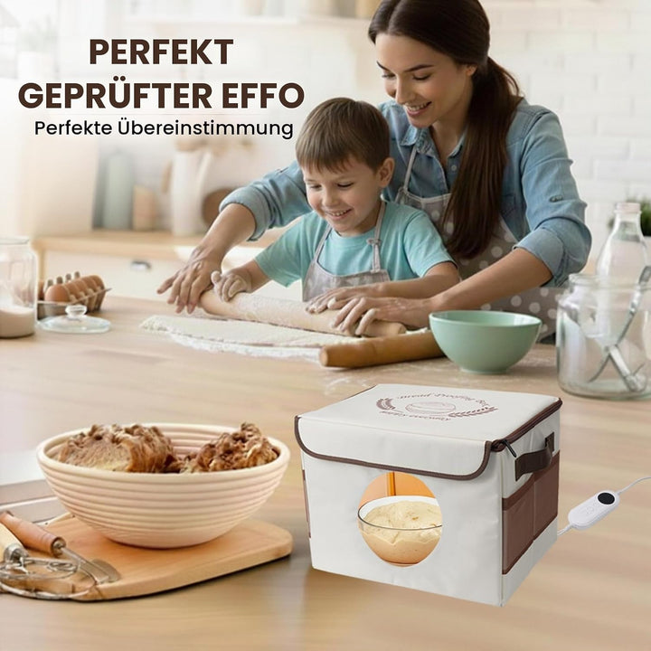 Brot Gärbox mit Heizung, Faltbare Brot Gärschrank Einstellbare Temperatur und Timer, Teiggärbox zum