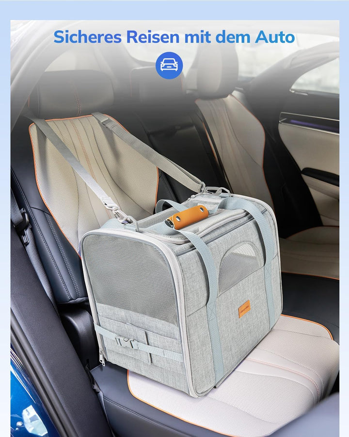 Morpilot Transporttasche für Katze mit Rollen, Faltbarer Katzentransportbox Hundetragetasche Transpo