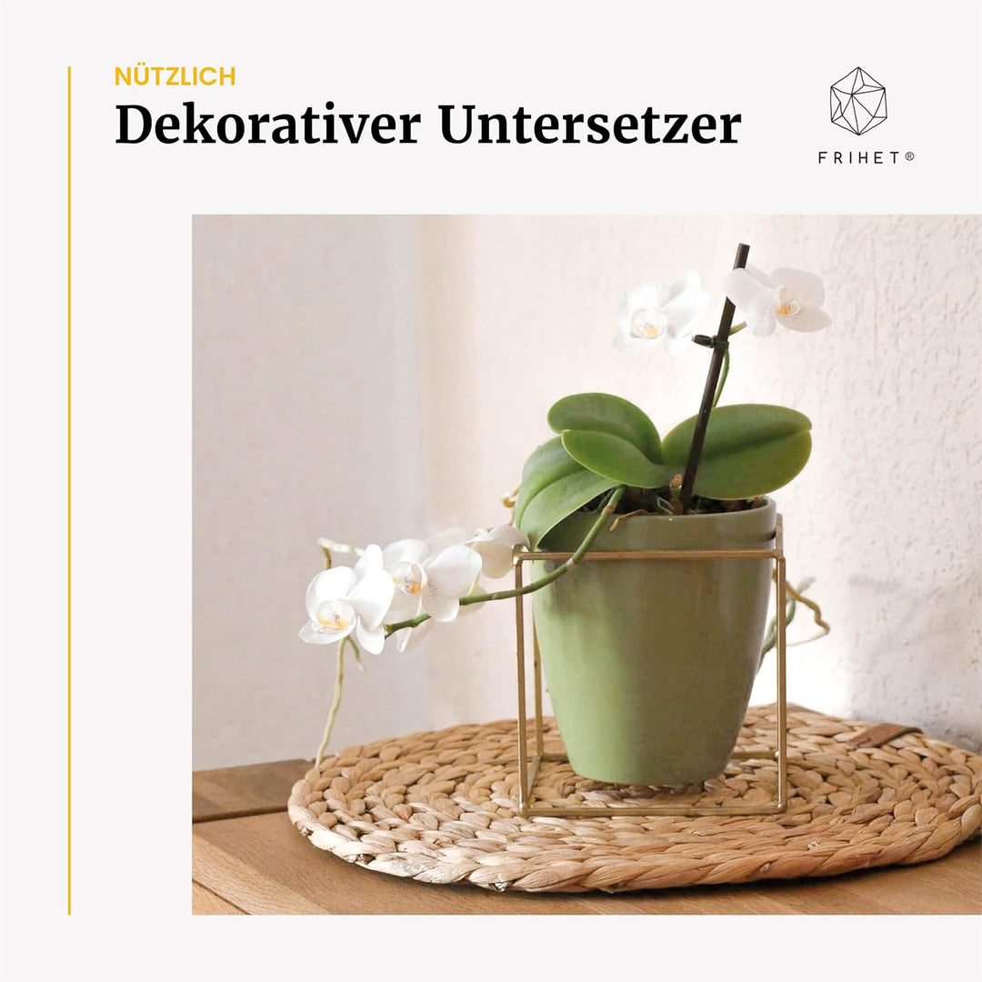 FRIHET® runde Platzdeckchen geflochten aus Wasserhyazinthe | naturverbundene Boho-Tischdeko | Tischs
