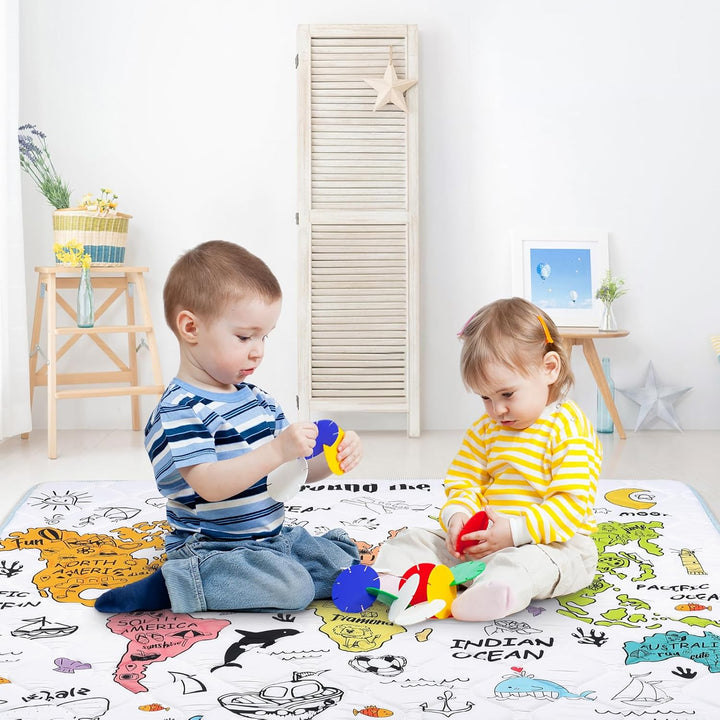 decalsweet Spielmatte Baby 127×127cm mit Rutschfest, Extra Dicke 2cm Weiche Krabbelmatte Baby, Faltb