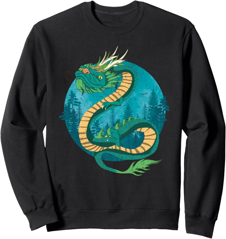 Natur Wald Mystische Kreatur Fabelwesen Chinesischer Drache Sweatshirt
