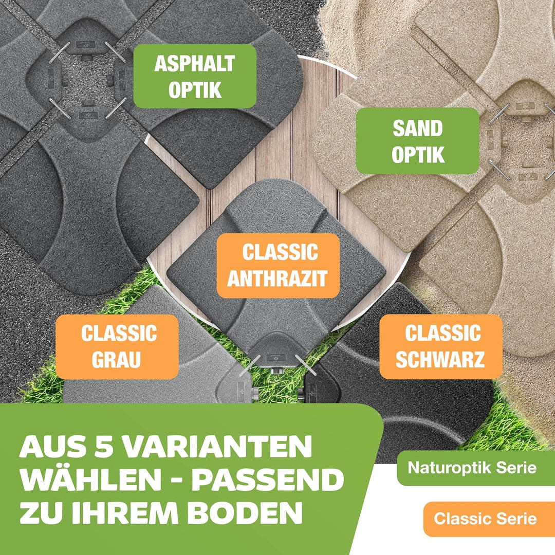 KESSER® Sonnenschirmständer 4-teilig Schirmgewicht Schirmständer für Ampelschirm Bodenkreuz 60 Liter