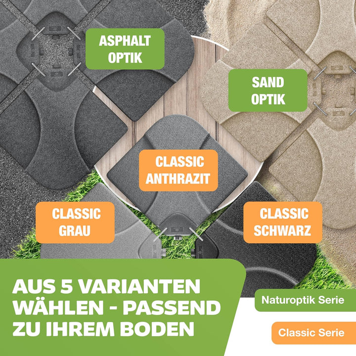 KESSER® Sonnenschirmständer 4-teilig Schirmgewicht Schirmständer für Ampelschirm Bodenkreuz 60 Liter
