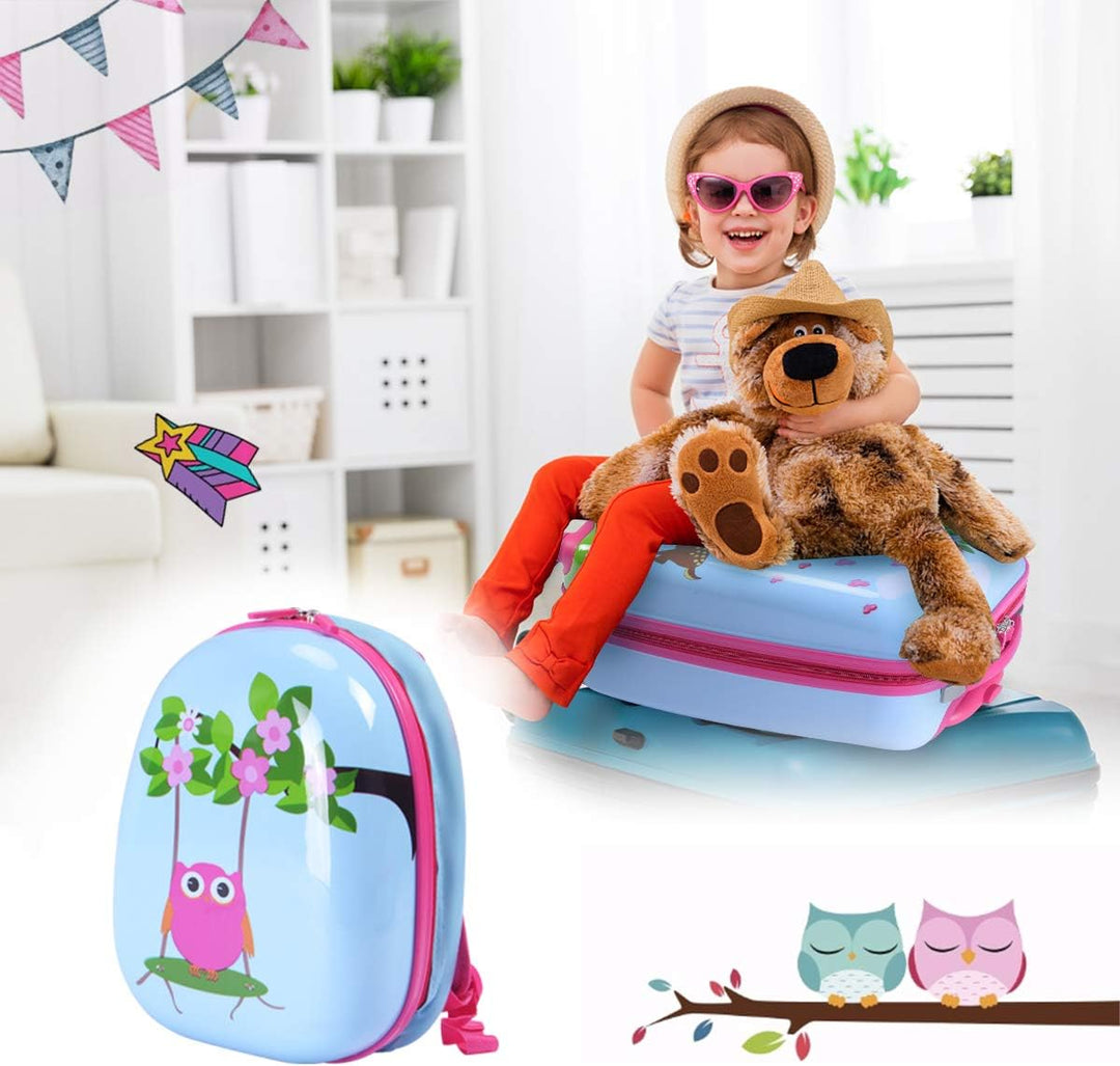 GOPLUS Kinderkoffer mit Rucksack, Kids Trolley, Kindergepäck mit Rollen, Reisekoffer mit Teleskopgri