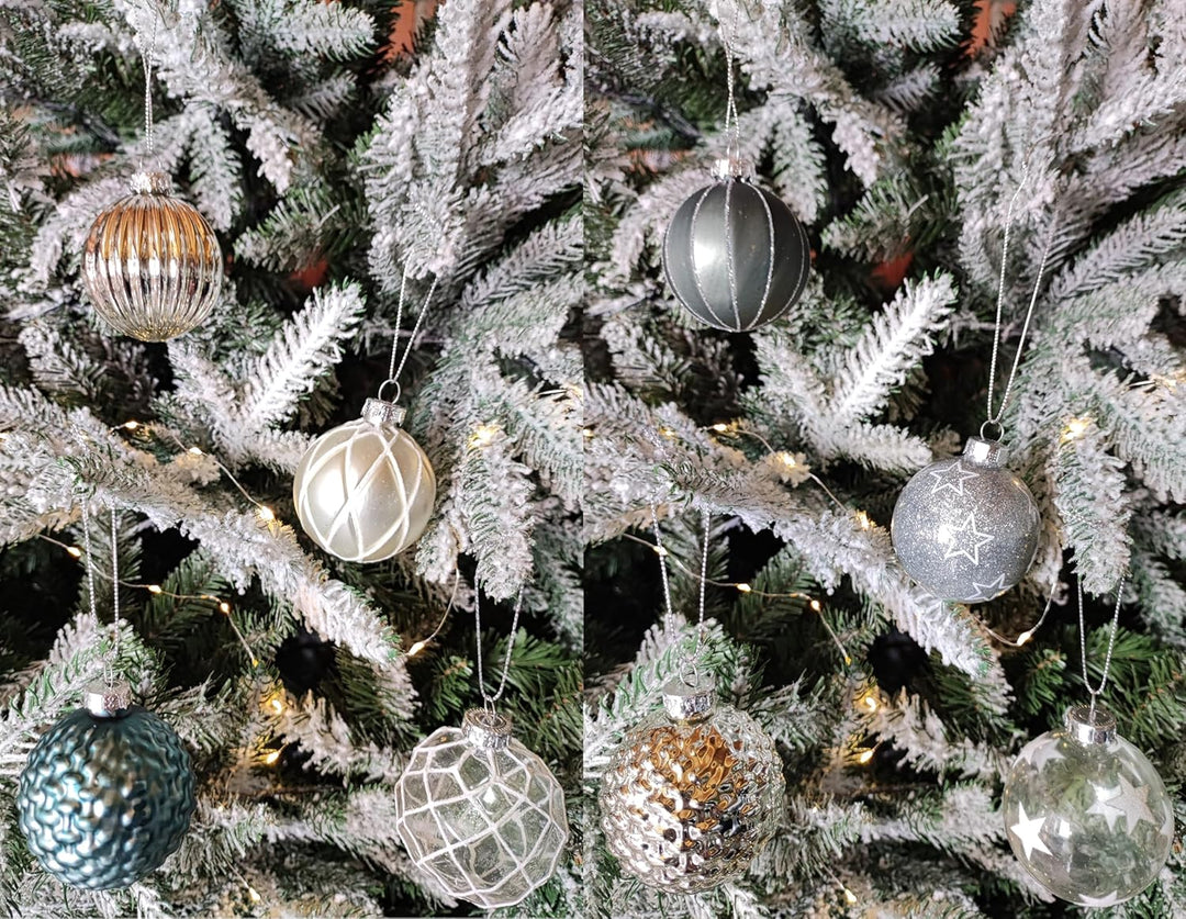 MC-Trend 12er Set edle Luxus Glas Weihnachtskugeln Ø 6cm Weihnachtsbaum Kugeln Christbaumkugeln Weih