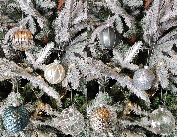 MC-Trend 12er Set edle Luxus Glas Weihnachtskugeln Ø 6cm Weihnachtsbaum Kugeln Christbaumkugeln Weih