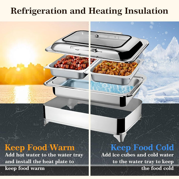 BOVDC Chafing Dish Elektrisch, 9L Edelstahl Speisewärmer Buffetwärmer Einstellbare Temperatur, Warmh
