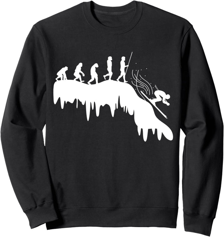 Evolution Skifahren lustiges Geschenk Wintersport Skifahrer Sweatshirt