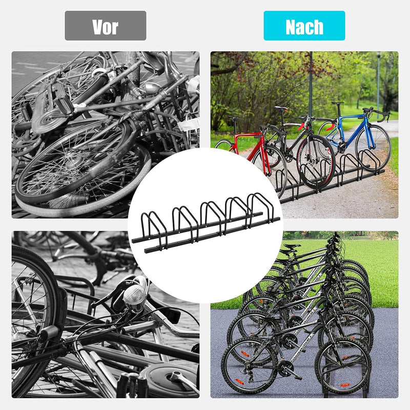 COSTWAY Fahrradständer Standparker Bodenständer Aufstellständer mit 4/5/6 Fahrrad Stellplätze, Mehrf