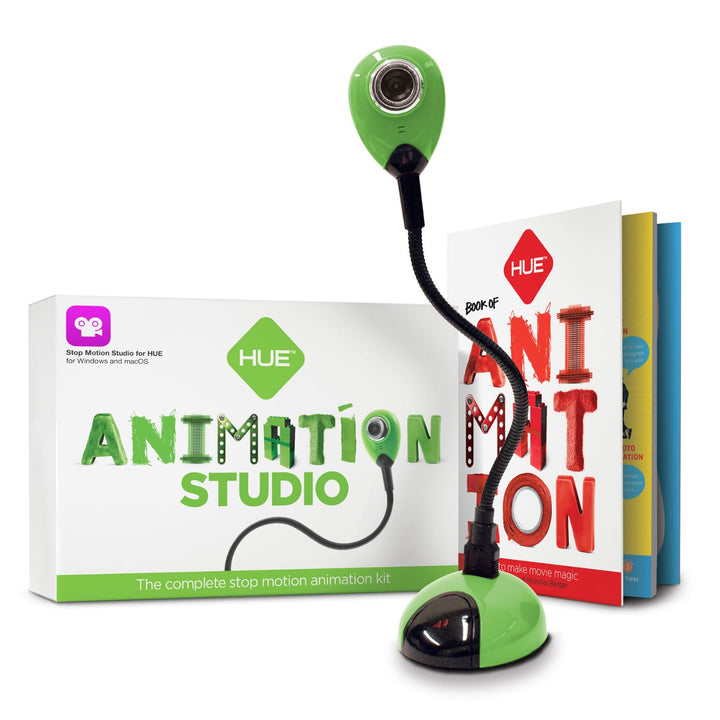 HUE Animation Studio: Komplett-Set Stop Motion Animation für Windows/macOS (Kamera in Grün ohne Trag