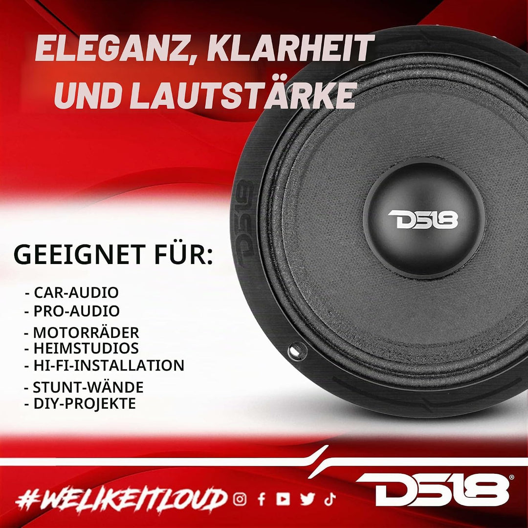 DS18 1 PRO-ZXi6M Mitteltöner 16,5 cm 165 mm 6,5", 300 Watt rms 600 Watt max, Impedanz 8 Ohm, Empfind