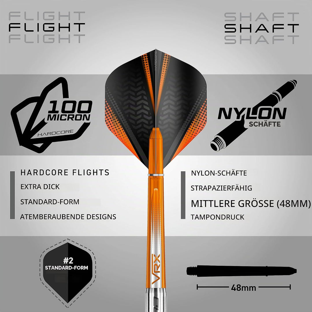 RED DRAGON Amberjack Series Steel Profi Dartpfeile Steeldarts Set mit Flights und Schäfte 22.0 Gramm