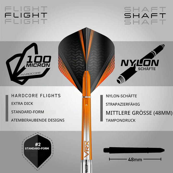 RED DRAGON Amberjack Series Steel Profi Dartpfeile Steeldarts Set mit Flights und Schäfte 22.0 Gramm