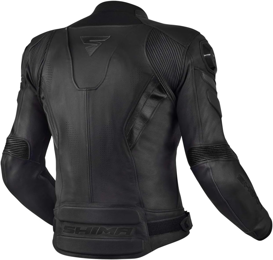 SHIMA CHASE BLACK, Leder Sport Motorradjacke mit Protektoren (48-60) (54, Schwarz) Jacke 54 Schwarz,
