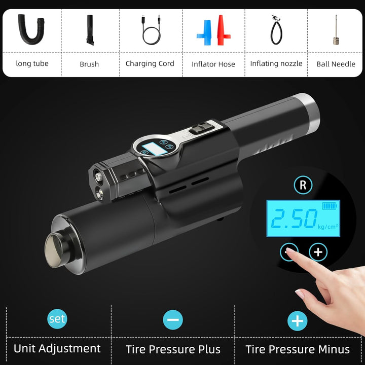 Kabelloser Handstaubsauger Auto & Autoreifen Pumpe, Auto Staubsauger Stark, aufladbar Tragbar Leicht