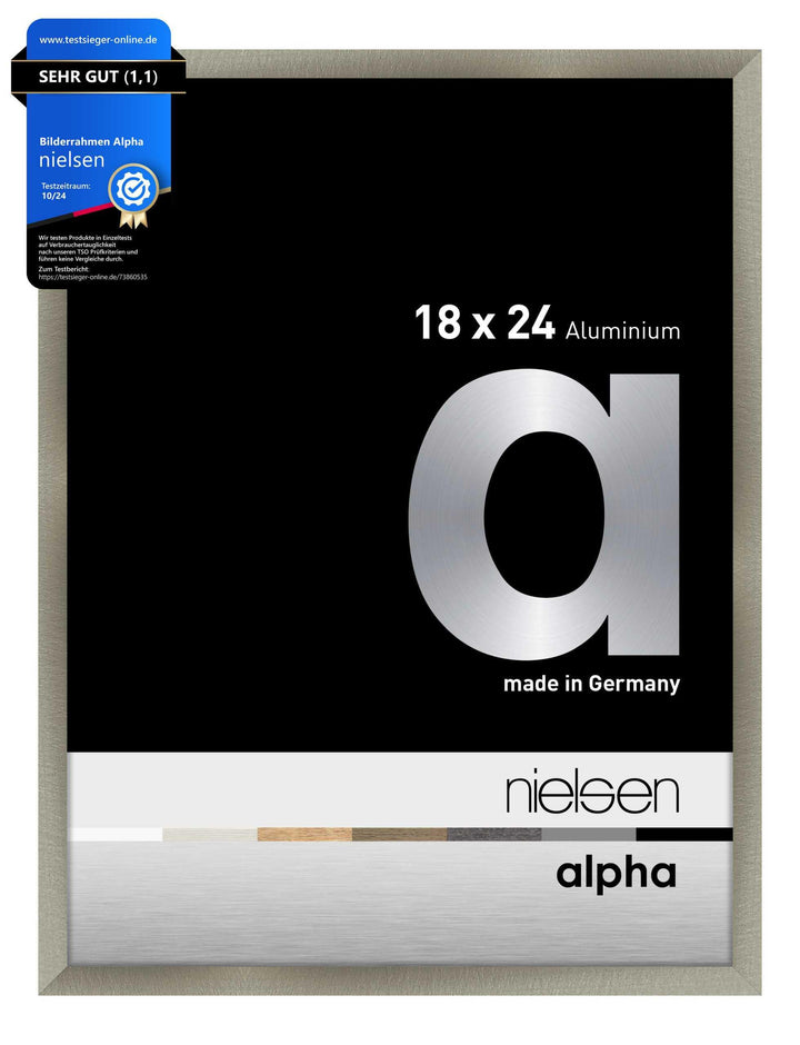 nielsen Aluminium Bilderrahmen Alpha, 18x24 cm, Brushed Edelstahl Brushed Edelstahl 18 x 24 cm, Brus