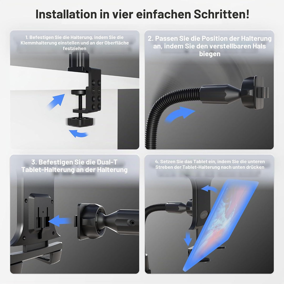 ARKON TAB086-12 Heavy Duty Tablet-Halterung mit 30,5 cm langem Haltearm für iPad Pro, iPad Air, Gala