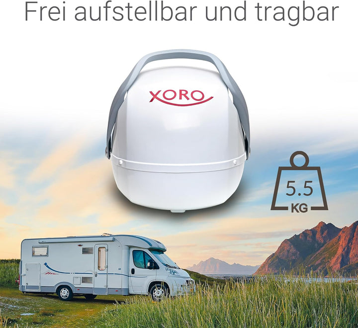 XORO MPA 38 - Vollautomatische Ausrichtung auf den Satelliten per Knopfdruck, Twin LNB, 4 Satelliten