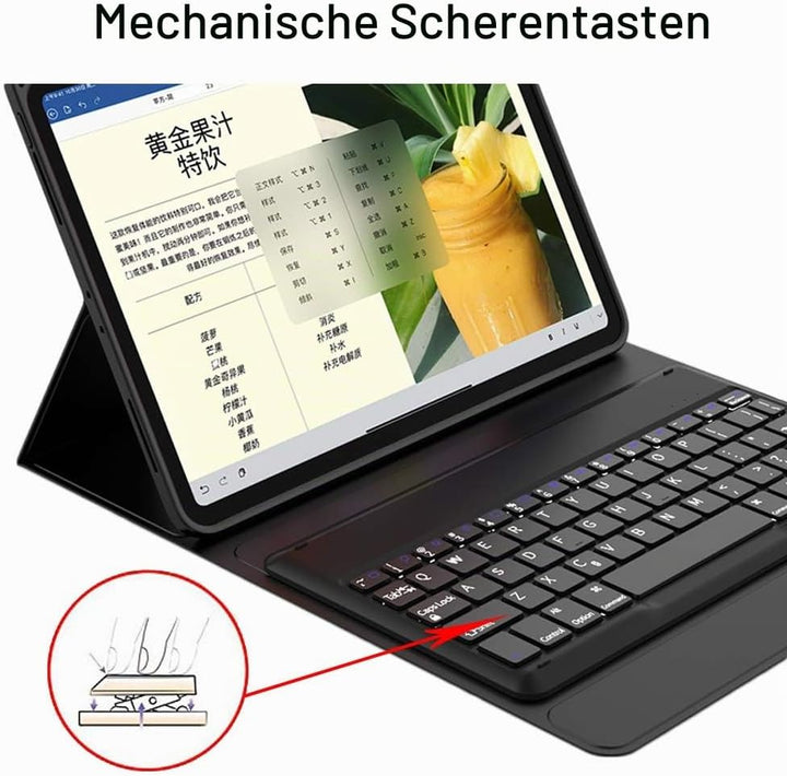 YGoal Tastatur Hülle für Galaxy Tab A7, QWERTZ Layout Ultra-Dünn Hülle mit 7 Farben Hintergrundbeleu