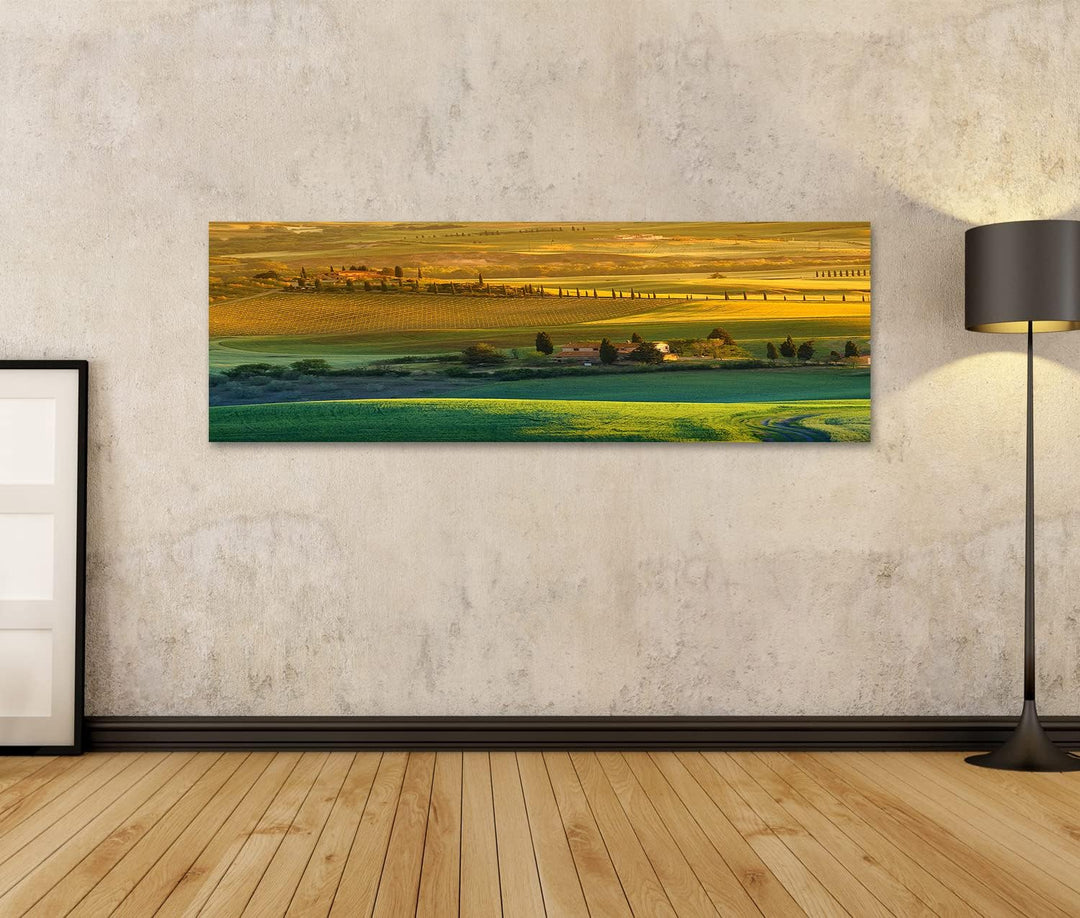 islandburner Bild auf Leinwand Toskana Italien Bilder Wandbilder Poster Leinwand 120x40cm - Panorama