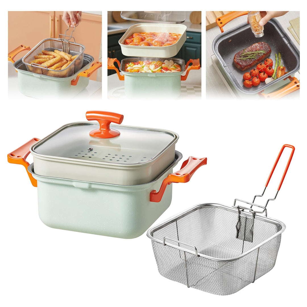 Multifunktionstopf aus Gusseisen – Dampfgarer, Dampfgarer Topf & Multikocher zum Kochen, Braten, Sch