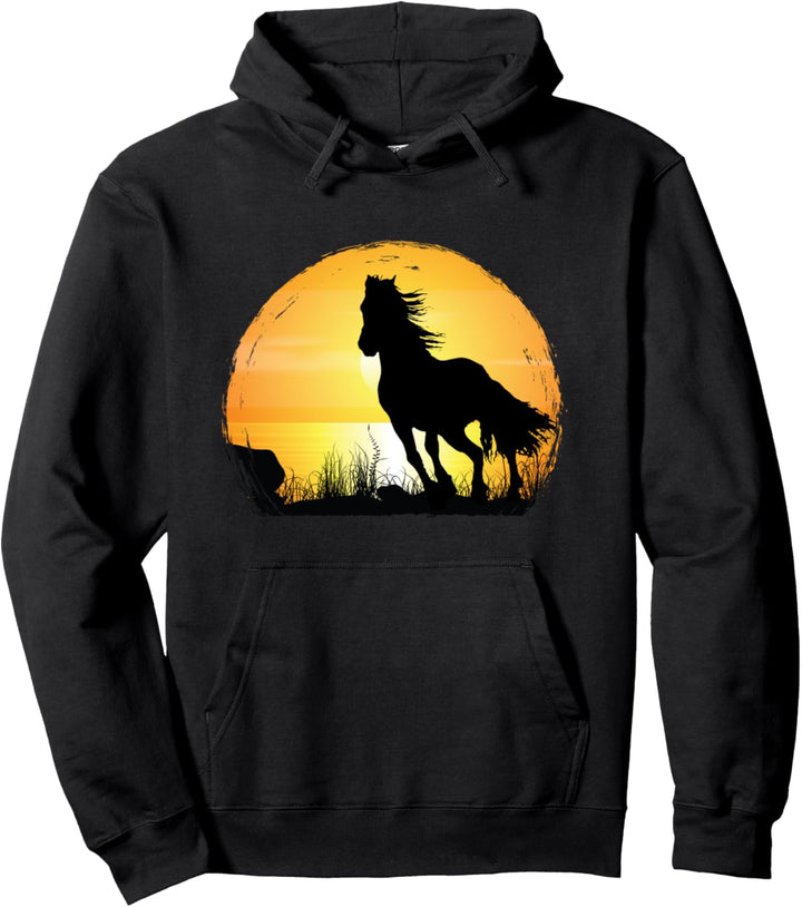 Silhouette für Pferderassen, Sonnenuntergang, arabisch Pullover Hoodie