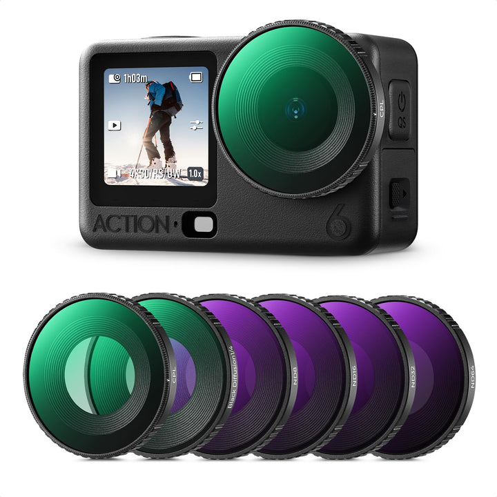 K&amp;F CONCEPT CPL+ND8+ND16+ND32+ND64+Black-Mist 1/4 Filter für Osmo Action 6 | Polfilter, Neutraldicht
