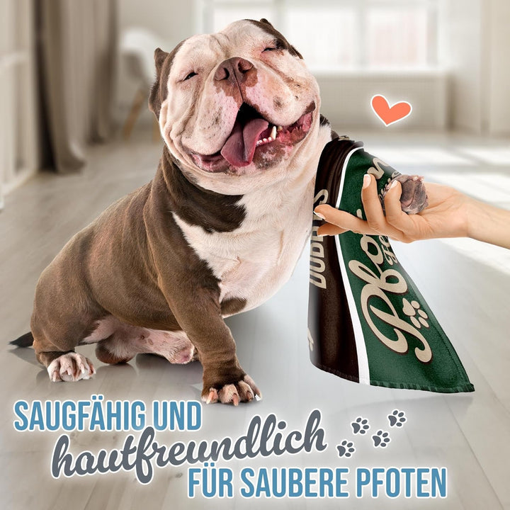 PR Print Royal Personalisiertes Hundehandtuch mit Name selbst gestalten - Pfotenhandtuch - Pfotentuc