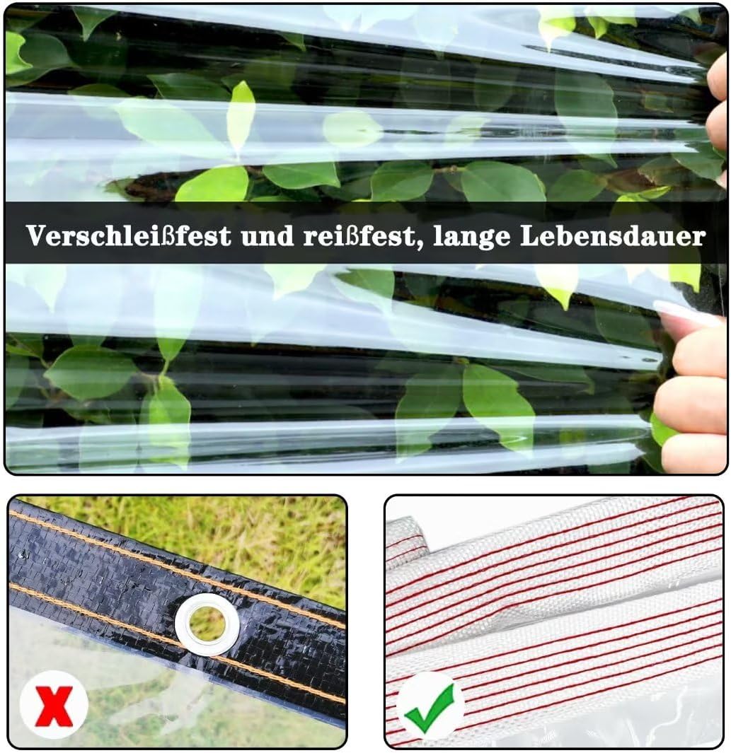 BCBIG wasserdichte Transparente PVC Plane Mit öSen FüR Garten Und Pavillon,Abdeckplane FüR Pflanzen,