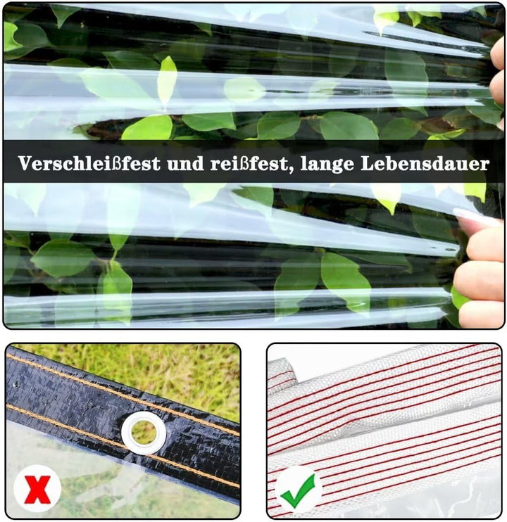 BCBIG wasserdichte Transparente PVC Plane Mit öSen FüR Garten Und Pavillon,Abdeckplane FüR Pflanzen,