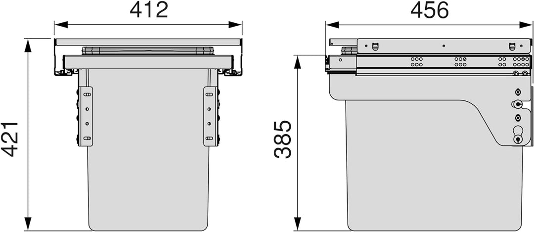 Emuca - Recyclingbehälter für die Küche mit seitlicher Befestigung, 1x35L, Stahl und Kunststoff, Ant