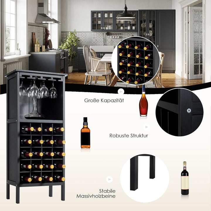 KOMFOTTEU Weinschrank, Weinständer mit 20 Flaschen & 4 Reihen Weinglashalter, Flaschenständer stehen