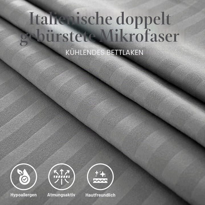 Italienisches Bettlaken-Set, gestreift, Grau, 4-teilig Queen Grau, Queen Grau