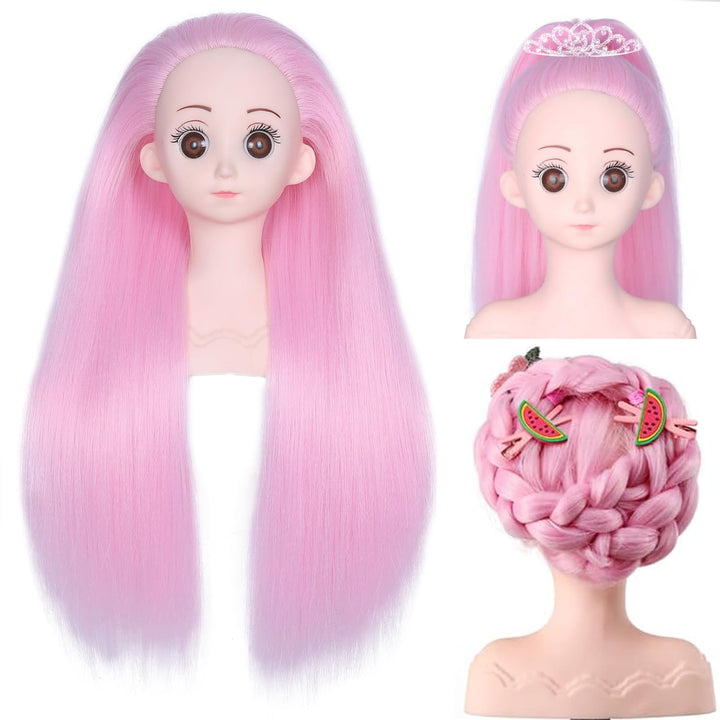 Mannequinkopf mit Haaren, 40,6 cm, Kosmetologie-Kopf zum Üben von Frisuren, Puppenkopf, Übungskopf f