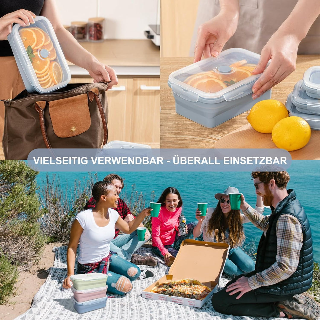 3 PACK 550ML Frischhaltedosen mit Deckel, Meal Prep Boxen, Faltbare Brotdose, Aufschnittboxen für Kü