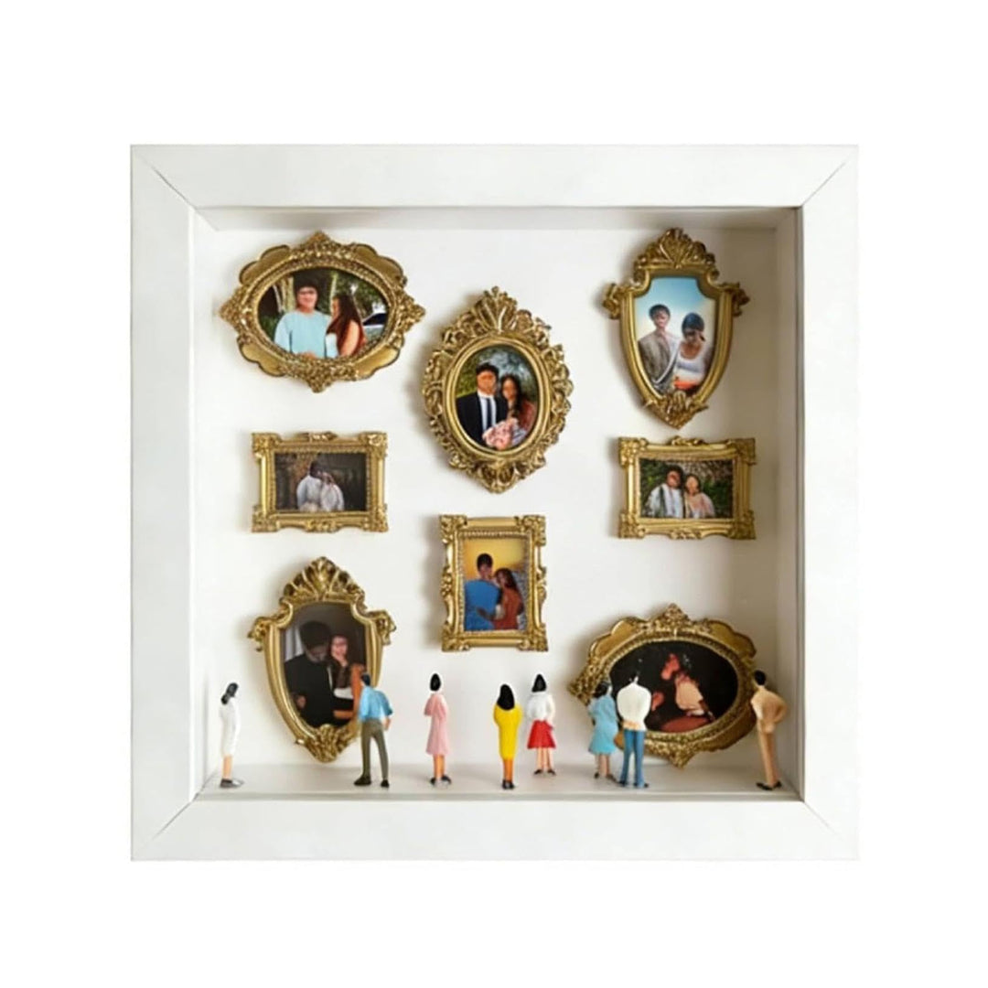 DIY Mini Museum Silhouette Box Foto Display mit Gold Mini Rahmen & Figuren für geschätzte Erinnerung