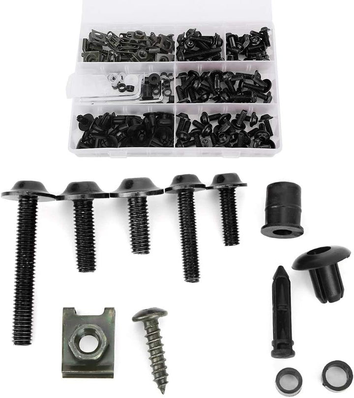 198 Stück Motorrad Verkleidungsschrauben Kit, Universal Bolzen Fairing Bolt Kit Karosserie Schrauben