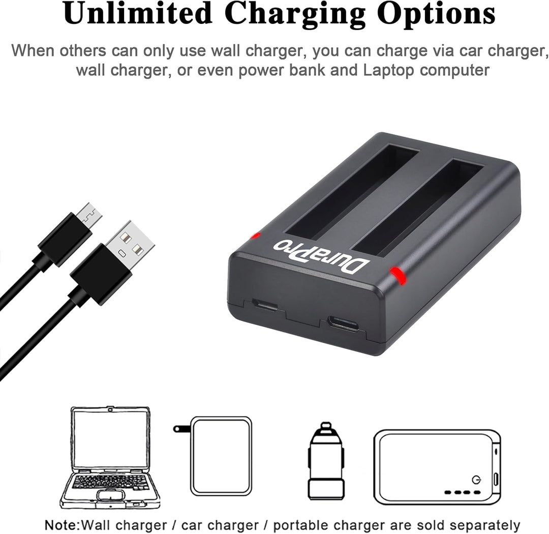 DuraPro 2X 1800mAh Akku + Dual USB Ladegerät mit Typ C-Port für Insta360 ONE X2 Kamera