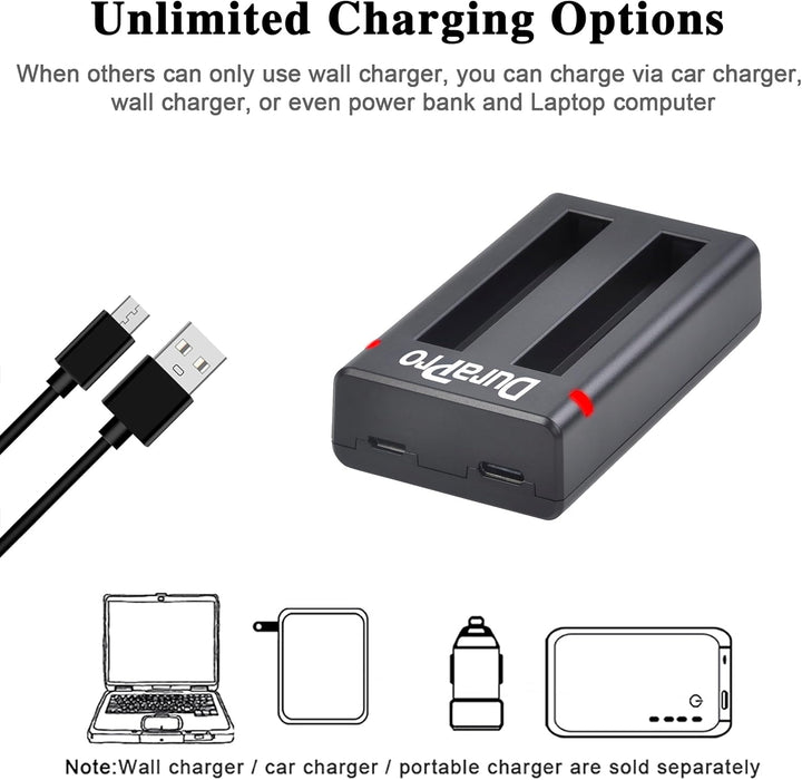 DuraPro 2X 1800mAh Akku + Dual USB Ladegerät mit Typ C-Port für Insta360 ONE X2 Kamera