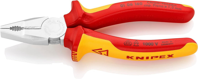 Knipex Kombizange Chrom-Vanadin verchromt, isoliert mit Mehrkomponenten-Hüllen, VDE-geprüft 160 mm 0