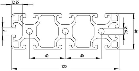 Aluminiumprofil 40x120L I-Typ Nut 8 (leicht), silber eloxiert. Aluminium Profil 40x120 Alu Profil 40