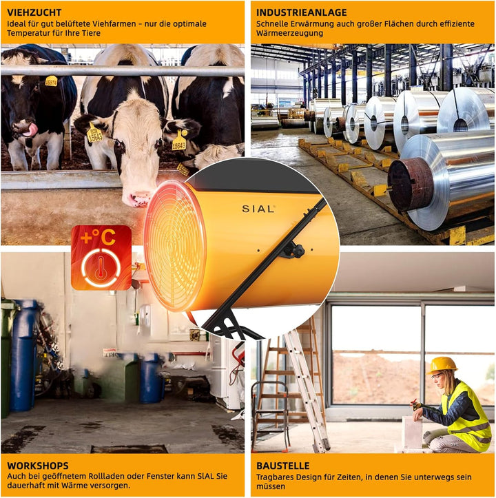 SIAL Industriell Heizlüfter 30000W, 400V - Elektrische Heizung - Heizstrahler Bauheizer - Heizgebläs